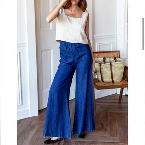 EMERSON FRY tulip wide leg pant indigo hemp organic size S